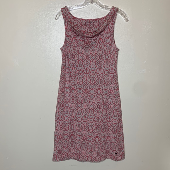 EDDIE BAUER Outdoor Dress Pink & Gray Stretchy Knit Cowl Neck Sleeveless XS - Picture 1 of 11